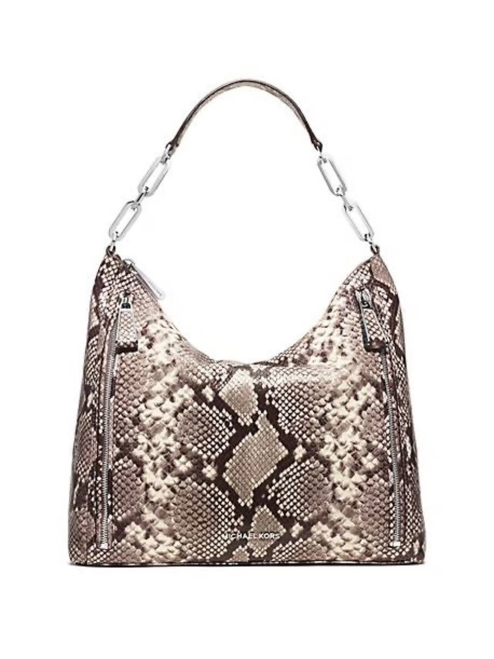 Michael Kors Matilda Large Embossed-Leather Snakeskin Bag - Natural